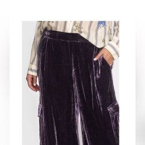 Johnny Was Deep Purple Velvet Wide Leg Pants